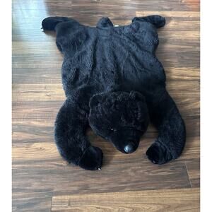 Black Bear Faux Fur Playful Decorative Rug Chrisha Creations Cabin Core